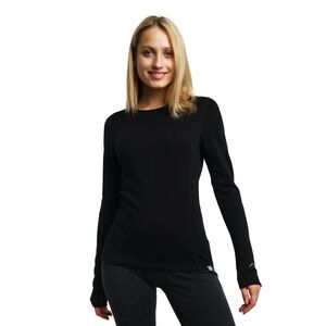 Merino Tech Womens 100% Merino Wool 250 Base Layer Long Sleeve Top Black Size L